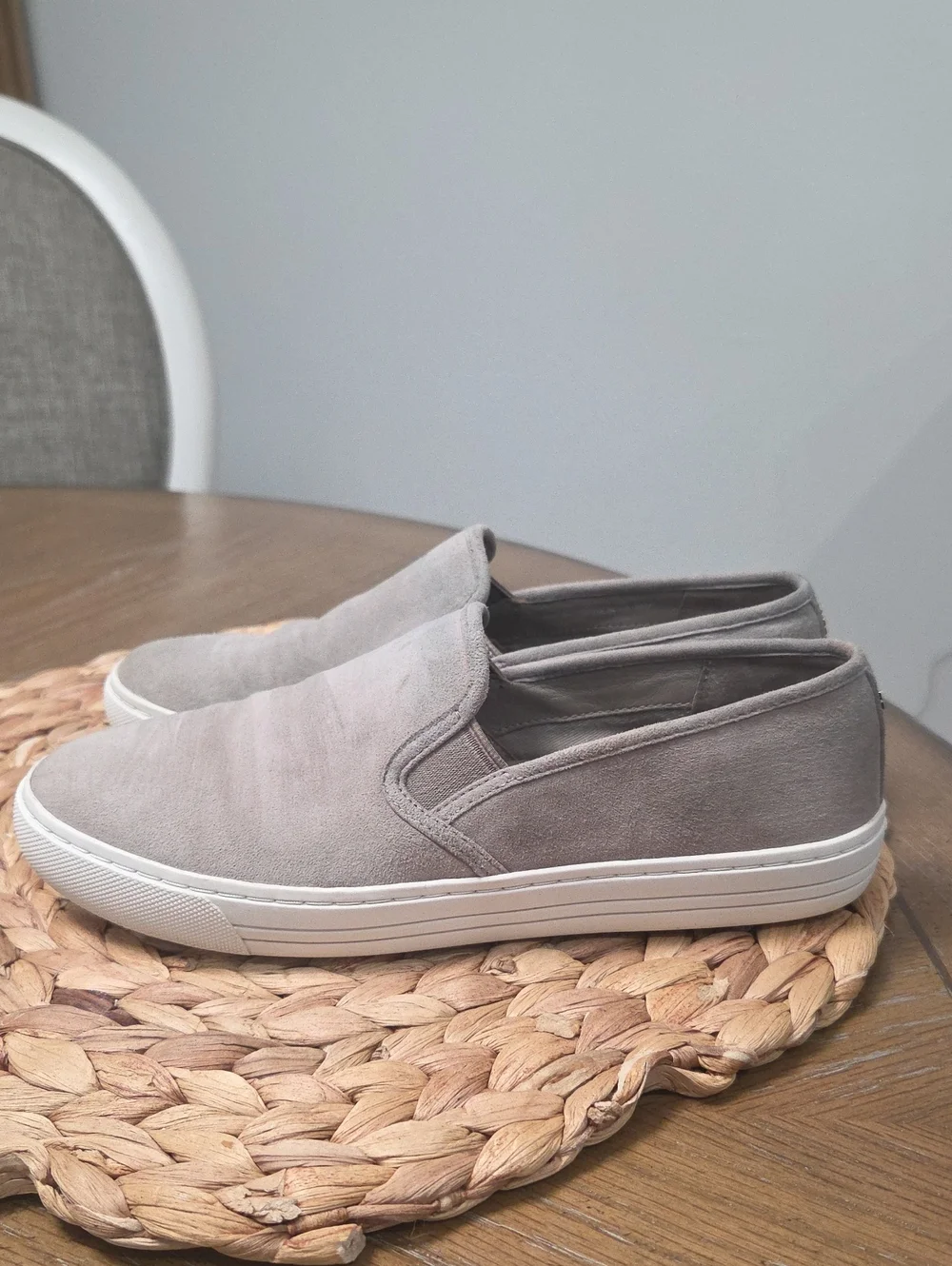 Tory Burch French Gray Kid Suede Jesse Slip On Sneakers Size 6M